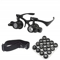 [해외] Beileshi Watch Repair Magnifier Loupe Jeweler Magnifying Glasses Tool Set with LED Light with 8 Interchangeable Lens-2.5X 4X 6X 8X 10x 15x 20x 25x