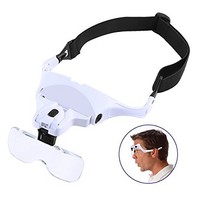 [해외] Headband Magnifier with LED Light, SOONHUA Head-Mounted Magnifier Handsfree Reading Magnifying Glasses for Close Work, Jewelers Loupe Glasses (1.0X, 1.5X, 2.0X, 2.5X,...