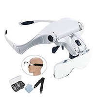 [해외] Lighted Headset Magnifying Glasses with Lights Head Magnifier Loupe Headband for Close Work/Electronics/Eyelash/Crafts/Jewelry/Circuit Watch Repair,1.0X/1.5X/2.0X/2.5X/3.5X