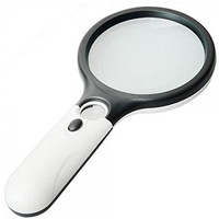 [해외] Magnifier 3 LED Light, Marrywindix 3X 45X Handheld Magnifier Reading Magnifying Glass Lens Jewelry Loupe White and Black