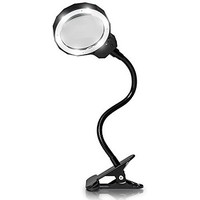 [해외] Fancii Daylight LED 3X Magnifying Lamp Rechargeable with Metal Clamp - Illuminated Optical Glass Magnifier Lens with 3 Adjustable Light Settings and Detachable Aluminum Handle