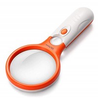 [해외] Dicfeos Vivid Orange 3X/45X Magnifying Glass with 3 LED Book Light, 75mm Anti-scratch Optical Grade Glass Lens, 4.1 Ounce Lightweight, Brings Fun for Kids and Elders