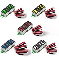 [해외] MakerFocus 5pcs Mini Digital DC Voltmeter 0.28 Inch Two-Wire 2.5V-30V Mini Digital DC Voltmeter Voltage Tester Meter 5 Colours