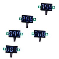 [해외] bayite 3 Wire 0.36 DC 0~30V Digital Voltmeter Gauge Tester Blue LED Display Panel Mount Car Motorcycle Battery Monitor Volt Voltage Meter with Reverse Polarity Protection Pack of 5