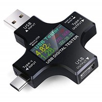 [해외] USB C Power Meter Testers, Eversame 2 in 1 Type C USB Tester Color Screen LCD Digital Multimeter, USB C Voltage Current Voltmeter Amp Volt Ammeter Detector USB Cable Charger Indica