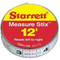 [해외] L.S. STARRETT SM412W 1/2 x 12 Measure Stix Tape W/ Adhesive Backing 1/EA