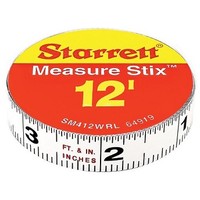 [해외] Starrett Measure Stix SM412WRL Steel White Measure Tape with Adhesive Backing, English Graduation Style, Right to Left Reading, 12 Length, 0.5 Width, 0.0625 Graduation Interval