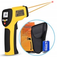 [해외] Innens Dual Laser Infrared Thermometer Non-Contact Digital Temperature Gun -50℃ ~ 650℃, Adjustable Emissivity, Designed for Cooking/Brewing/Automobile/Industries (Black/Yellow)