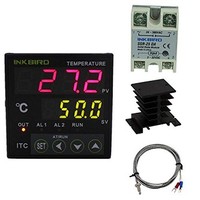 [해외] Inkbird ITC-100 PID Thermostat SSR Heat Sink Temperature Controller Relay Alarm Output 100-240V (ITC-100VH+SSR-25DA+K Sensor+Black Heat Sink)