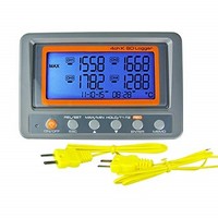 [해외] K Type Thermometer Thermocouple Meter 4- Channel SD Card Datalogger Temperature With Beeper And LED Alarm + 2 Bead Type Probe