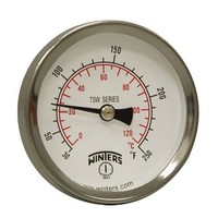 [해외] Winters TSW Series Aluminum Dual Scale Hot Water Thermometer, Dial Type, 2-1/2 Dial, 1/2 NPT Center Back Mount, 30-250 F/C Range