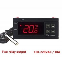 [해외] KETOTEK STC-1000 Digital Temperature Controller Digital LED Temperature Controller 110V Thermostat Sensor 2 Relay Output (110V-220V)