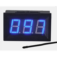 [해외] UCTRONICS 0-167°F Fahrenheit Digital Temperature Meter Blue LED Display MF55 Type NTC Thermistor Temp Sensor 2-wires Reverse Polarity Protection with Black Case