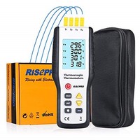 [해외] Thermocouple Thermometer, RISEPRO 4 Channel K Type Digital Thermometer Thermocouple -200~1372°C/2501°F Sensor HT-9815