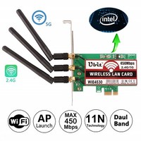 [해외] WiFi Card,Ubit 4530 Dual-band Wireless Network Card 5GHz/2.4GHz,Wireless PCI-E Express Card,WiFi Network Adapter Card with 3PCS High Gain Antenna for Desktop/PC Gaming
