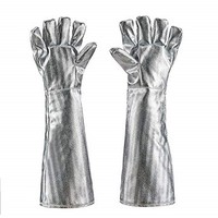 [해외] Holulo High Temperature Kevlar Aluminized Glove Heat Resistant Glove Welding Gloves Safety Work Glove (XL-55CM)