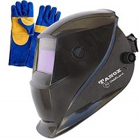 [해외] Tanox Auto Darkening Solar Powered Welding Helmet ADF-206S: Shade Lens, Tig Mig MMA, Adjustable Range 4/9-13, Grinding 0000, Plus 16 Inch Kevlar Fire Retardant Welding Gloves