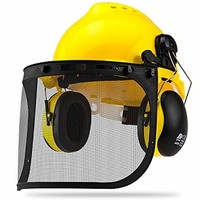 [해외] Neiko 53880A 4-in-1 Safety Helmet with Hearing and Face Protection, Heavy Duty Hard Hat Removable Ear Muffs and Visors