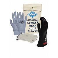 [해외] National Safety Apparel Class 0 Black Rubber Voltage Insulating Glove Premium Kit with FR Knit Glove and Leather Protectors, Max. Use Voltage 1,000V AC/ 1,500V DC (KITGC008AG)