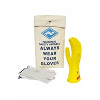 [해외] National Safety Apparel Class 0 Yellow Rubber Voltage Insulating Glove Kit with Leather Protectors, Max. Use Voltage 1,000V AC/ 1,500V DC (KITGC0010Y)
