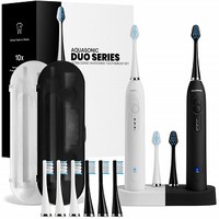 [해외] AquaSonic DUO - Dual Handle Ultra Whitening Rechargeable Electric ToothBrushes - 40,000 VPM Motor and Wireless Charging - 3 Modes with Smart Timers - 10 DuPont Brush...
