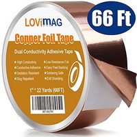 [해외] LOVIMAG Copper Foil Tape (1inch X 66 FT) with Conductive Adhesive for Guitar and EMI Shielding, Slug Repellent, Crafts, Electrical Repairs, Grounding