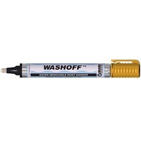 [해외] U-Mark 10456 Yellow WASHOFF Water Removable Paint Marker, 3 mm/5 mm Reversible Tip, 0.63 Diameter x 5.63 Length, Paint Pen (Pack of 12)