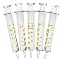 [해외] Glass Syringe 5ml/cc Needleless Syringes Reusable Corrosion Resistant Acid and Alkaline 10Pcs