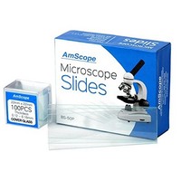 [해외] AmScope BS-50P-100S-22 Pre-Cleaned Blank Ground Edge Glass Microscope Slides and 100pc Pre-Cleaned Square Glass Cover Slips Coverslips