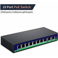 [해외] PoE Switch,InteTrend 8 Ports PoE Switch for IP Cameras with 2 Uplink Ports for Router and NVR, Unmanaged Smart Power Over Ethernet Switch with Metal Housing, Plug and Play,Desktop, I