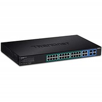 [해외] TRENDnet 28-Port Web Smart PoE+ Switch, 24 x Gigabit PoE+ Ports, 4 x Shared Gigabit Ports (RJ-45 or SFP), VLAN, QoS, LACP, IPv6 Support, 370W PoE Power Budget, Lifetime Protection,