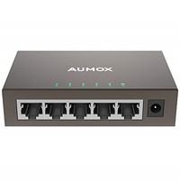 [해외] Aumox 5 Port Gigabit Ethernet Switch, Unmanaged Metal Desktop Ethernet Hub, Internet Splitter, Sturdy Steel Enclosure, Plug and Play, Fanless, Traffic Optimization (SG205)