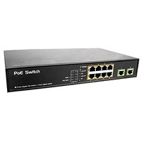 [해외] BV-Tech 10 Gigabit Ports PoE/PoE+ Switch (8 PoE+ Ports 2 Uplink Port) - 19 Rackmount -130W- 802.3at