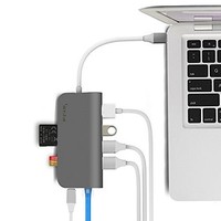[해외] USB C Hub, Sinstar 8 in 1 Aluminum Multi Port Adapter Type C Combo Hub for MacBook Pro USB C Hub to HDMI Male (4K) Type-C Pass Through, Ethernet, SD/Micro Card Reader and 3 USB 3.0