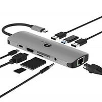 [해외] 1byone USB C Hub, USB C Adapter 9 in 1 with USB-C Charging, Port of Mic/Audio,3 USB 3.0 Ports, HDMI, SD, Micro SD Compatible for MacBook Pro, Surface Pro,Notebook PC, USB Flash Dri