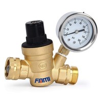[해외] FAMI RV Water Pressure Regulator,RV Water Pressure Reducer,Adjustable Brass Water Pressure Regulator with Gauge Lead-Free for Home Garden Campsites