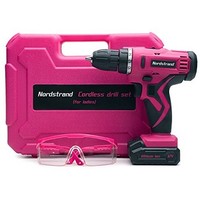 [해외] Nordstrand Pink Cordless Drill Set - Electric Screwdriver Power Driver Kit for Women - 12V Rechargeable Li-Ion Battery - Starter Tool Box for Ladies with Storage Case, Bits, Drills