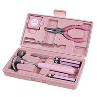 [해외] Household Hand Tools, Pink Tool Set - 9 Piece by Stalwart, Set Includes – Hammer, Screwdriver Set, Pliers (Tool Kit for the Home, Office, or Car)