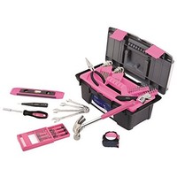 [해외] Apollo Tools DT9773P 53 Piece Household Tool Set with Wrenches, Precision Screwdriver Set and Most Reached for Hand Tools in Handy Tool Box Pink Ribbon