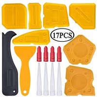 [해외] 17 Pieces Caulking Tool Kit Silicone Sealant Finishing Tool Grout Scraper Caulk Remover and Caulk Nozzle and Caulk Caps (Yellow)