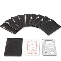[해외] Stainless Steel 11 in 1 Beer Opener Survival Card Tool Fits Perfect in Your Wallet (10 pack)