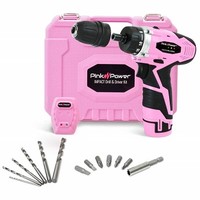 [해외] Pink Power PP121ID 12V Cordless Impact Drill Driver Tool Kit for Women- Tool Case, Lithium Ion Electric Drill, Bit Set, Battery and Charger