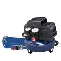 [해외] Air Compressor, 1 Gallon, Pancake, Oilless Pump, 110 PSI w/ Recoil Air Hose and Inflation Kit (Campbell Hausfeld FP2028)