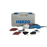 [해외] HERZO Power Oscillating Tool 2.5 Amp, 6 Variable Speed, 18pcs Accessories Includes Cutting Discs, Blades, Sander Sheets - Red Line