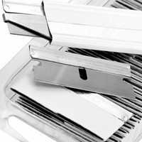 [해외] Ultra Sharp, USA-Made Steel Razor Scraper Blades Bulk 100 Pack by Nova Supply with Bonus Carton Cutter Tool! Strong Single Edge 1.5 in Blade for Scrapers and Cutting Tools in a Saf