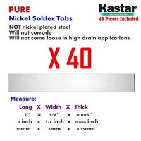 [해외] Kastar Pure Nickel Solder Tab (40 Pieces), commercial grade best suited for heavy duty, high current and hig capacity battery packs. Build your own RC Toys and Power Tool battery p