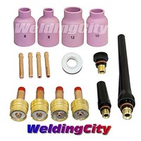 [해외] WeldingCity TIG Welding Large Gas Lens Accessory Kit Cup-Collet-Gas Lens-Gasket-Back Cap 0.020-0.040-1/16-3/32-1/8 for Torch 17/18/26 T7