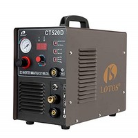 [해외] Lotos CT520D Air Plasma Cutter/Tig/Stick Welder 3 in 1 Combo Welding Machine, Argon Regulator Included, ½ Inch Clean Cut, Brown